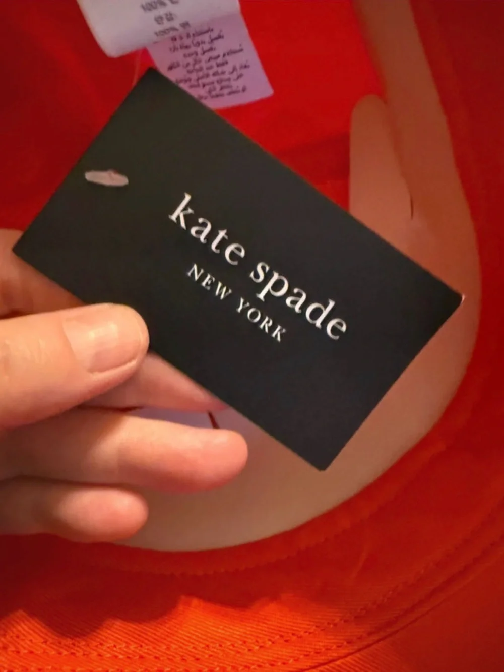 NWT Kate Spade New York Embroidered Spade Logo Baseball Cap Hat Vibrant Orange
